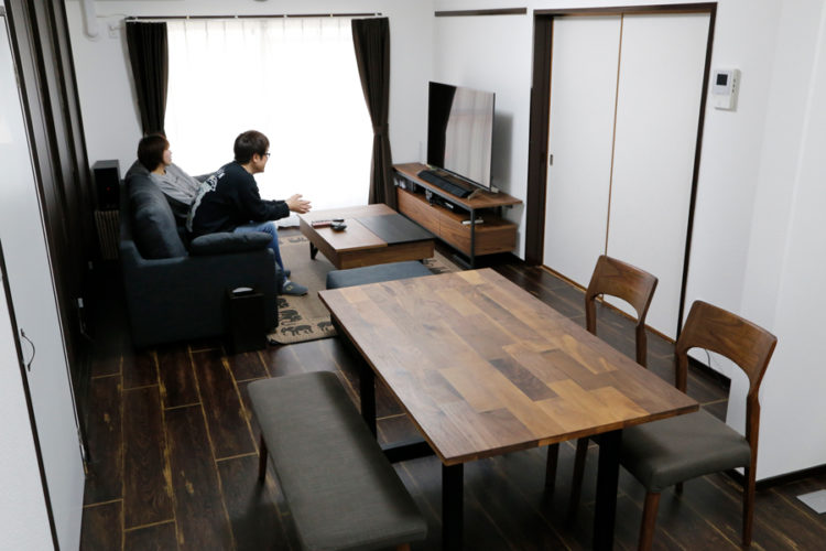 リビングダイニング コーディネート オシャレ ウォールナット