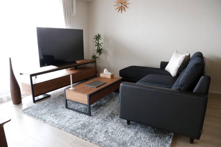 リビング オシャレ テレビボード ソファ ウォールナット シンプル