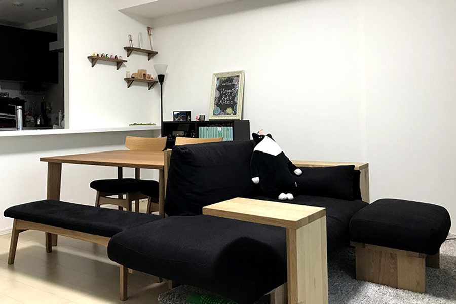 オーク ブラック ソファ ベンチ チェア